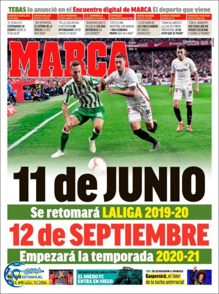 روزنامه ورزشی مارکا شنبه 10 خرداد 1399