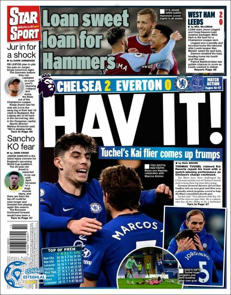 روزنامه ورزشی استار اسپورت جمعه 22 اسفند 1399