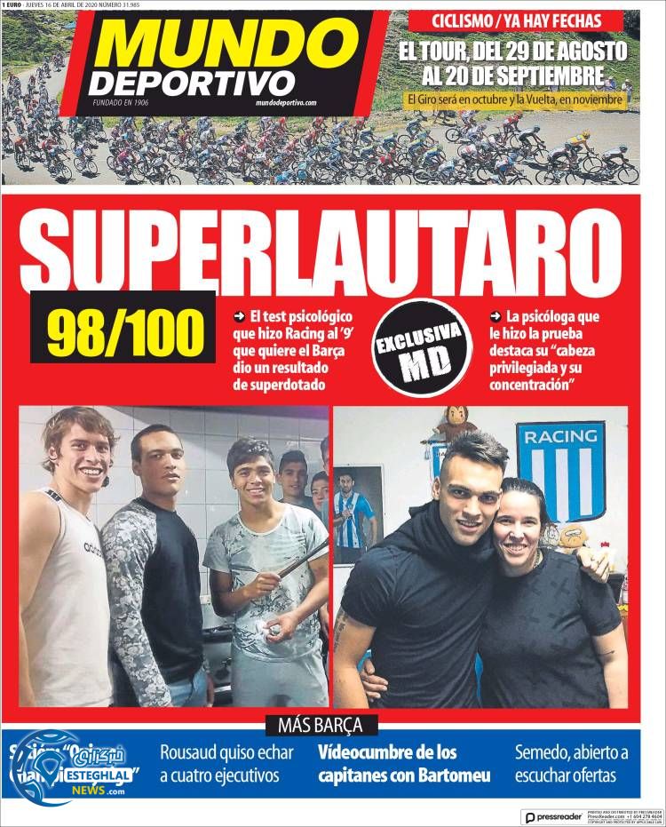 روزنامه ورزشی موندو دپورتیوو پنجشنبه 28 فروردین 1399