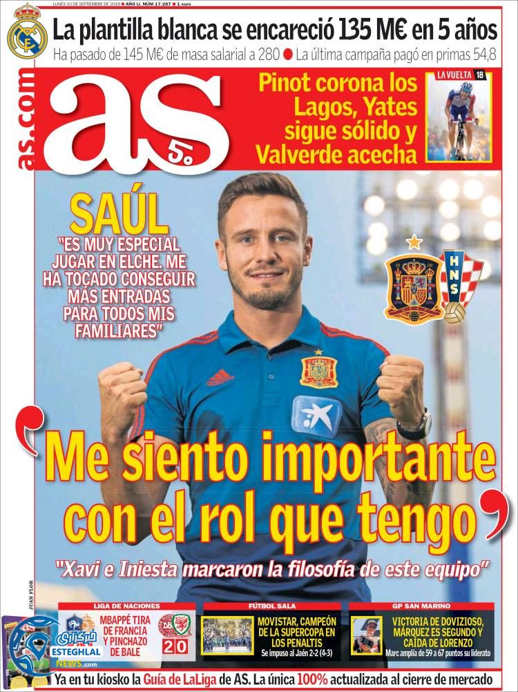 روزنامه ورزشی آ اس دوشنبه 19 شهریور 1397