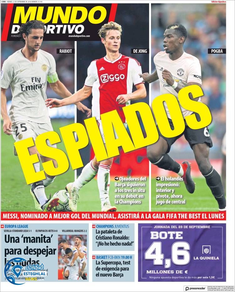 روزنامه ورزشی موندو دپورتیوو جمعه 30 شهریور 1397