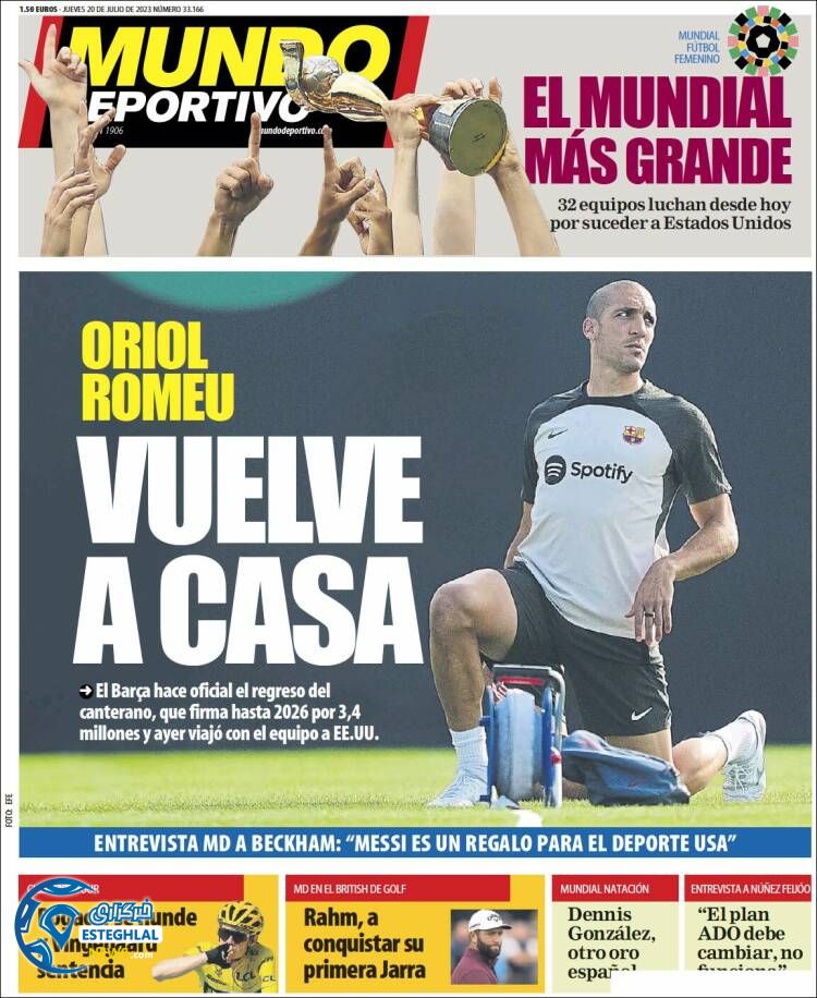 روزنامه ورزشی موندو دپورتیوو پنجشنبه 29 تیر 1402 