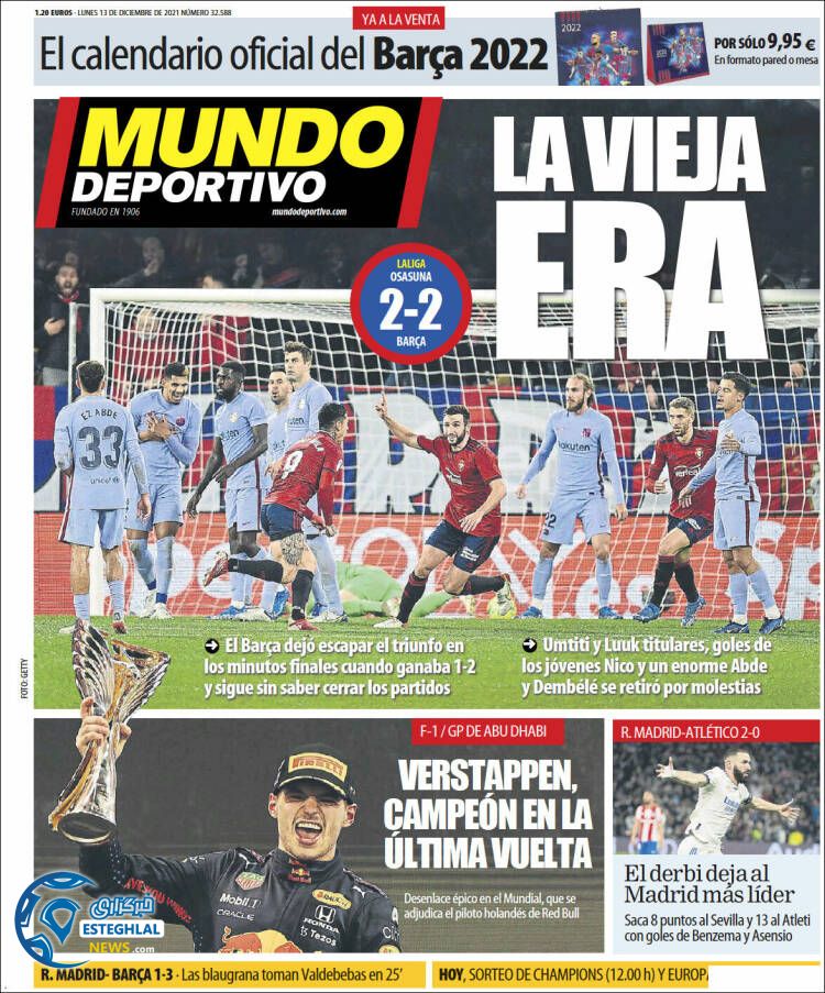 روزنامه ورزشی موندو دپورتیوو دوشنبه 22 آذر 1400