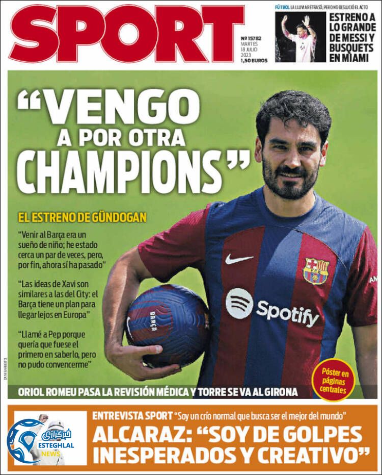 روزنامه  ورزشی اسپورت سه شنبه 27 تیر 1402 