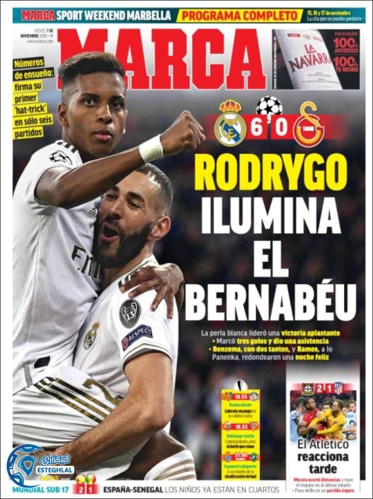 روزنامه ورزشی مارکا پنجشنبه 16 آبان 1398