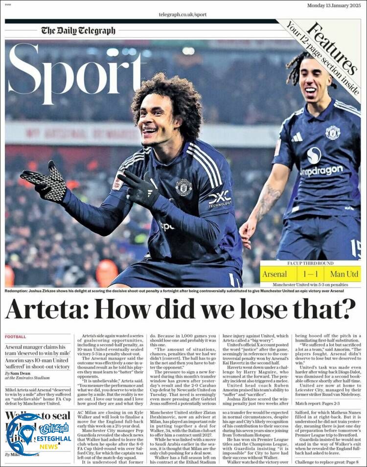 روزنامه ورزشی ناگراف اسپورت دوشنبه 24 دی 1403 