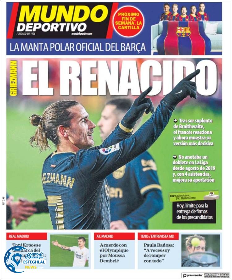 روزنامه ورزشی موندو دپورتیوو دوشنبه 22 دی 1399