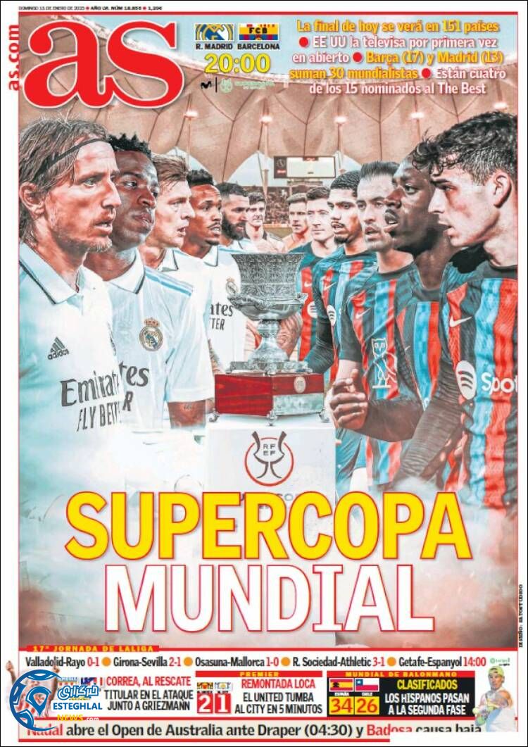 روزنامه ورزشی آ اس یکشنبه 25 دی 1401 