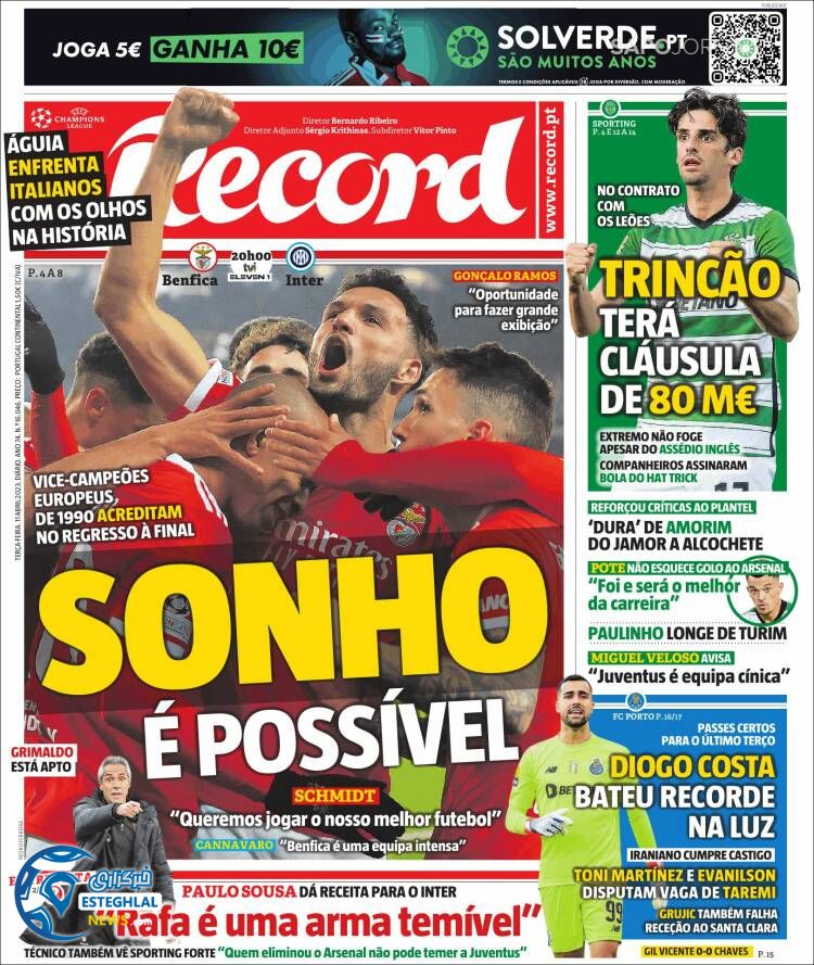 روزنامه ورزشی رکورد سه شنبه 22 فروردین 1402 