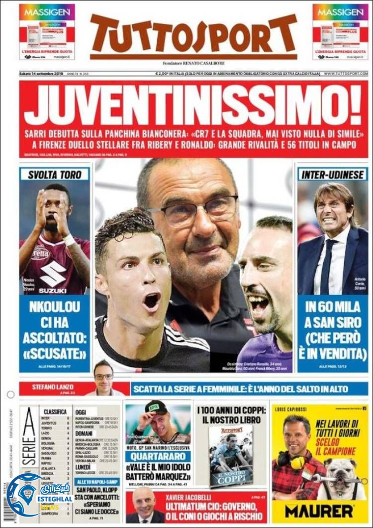 روزنامه ورزشی توتو اسپورت شنبه 23 شهریور 1398