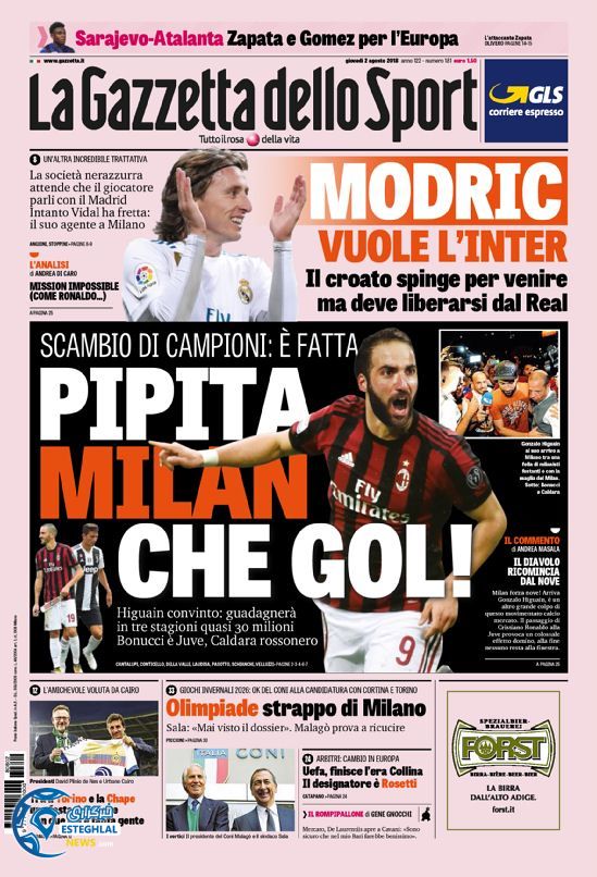 روزنامه ورزشی گاتزتا دلو اسپورت پنجشنبه 11 مرداد 1397