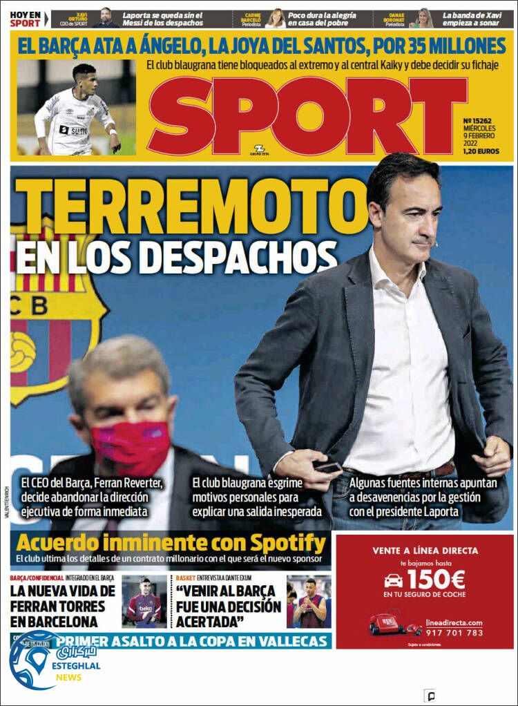 روزنامه ورزشی اسپورت چهارشنبه 20 بهمن 1400