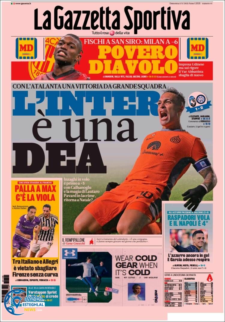 روزنامه ورزشی گاتزتا دلو اسپورت یکشنبه 14 آبان 1402