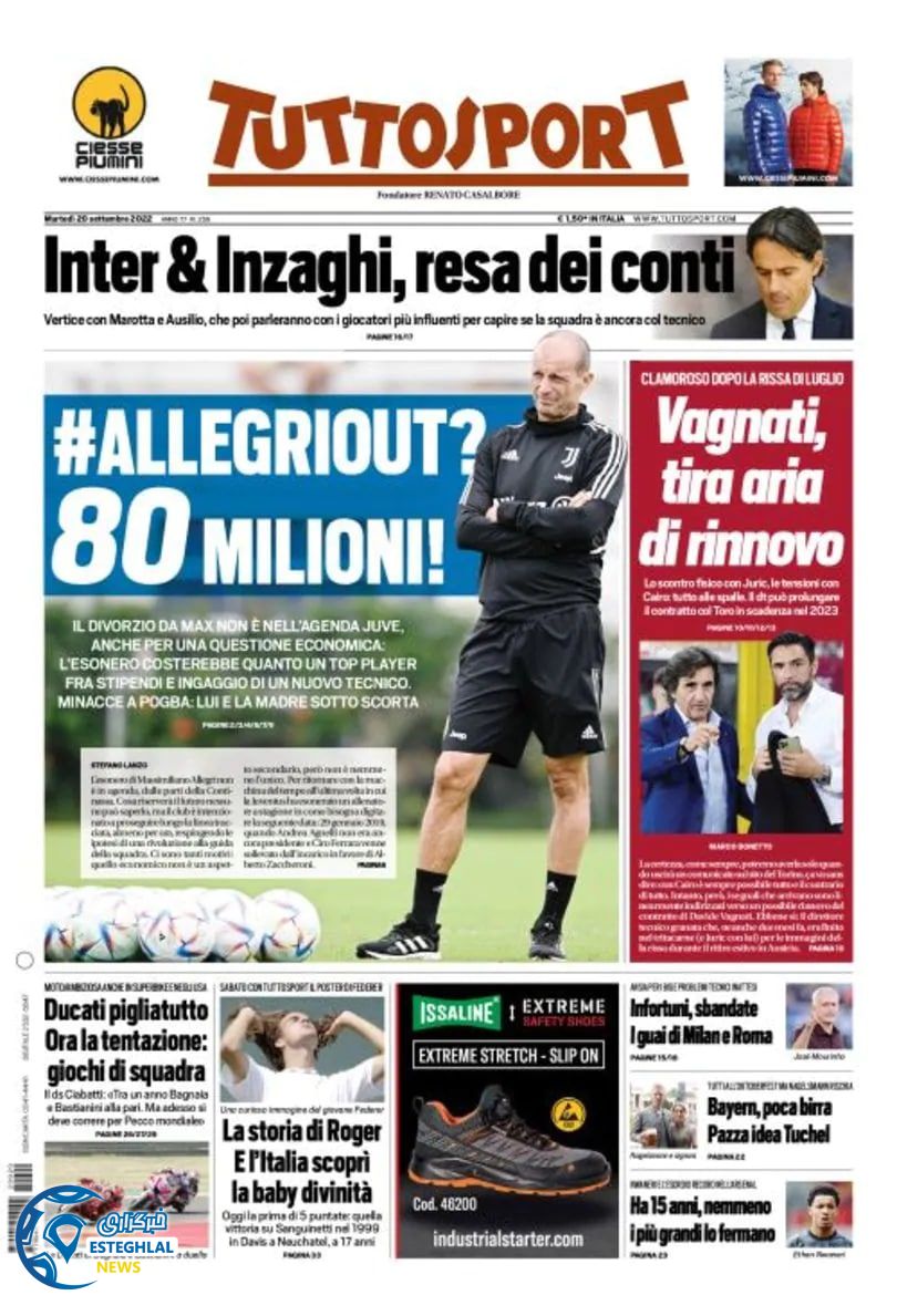 روزنامه ورزشی توتو اسپورت سه شنبه 29 شهریور 1401 