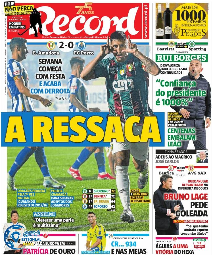 روزنامه  ورزشی رکورد یکشنبه 7 اردیبهشت 1404  