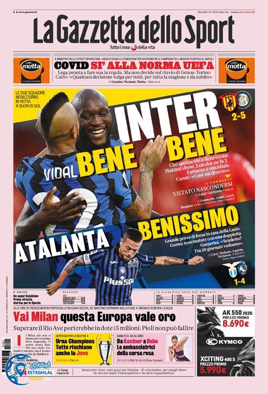 روزنامه ورزشی گاتزتا دلو اسپورت پنجشنبه 10 مهر 1399