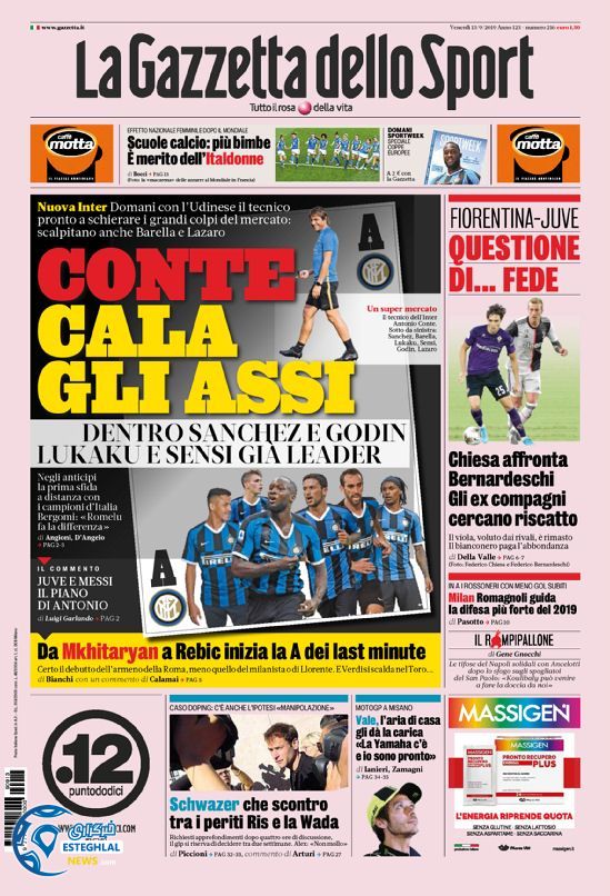 روزنامه ورزشی گاتزتا دلو اسپورت جمعه 22 شهریور 1398