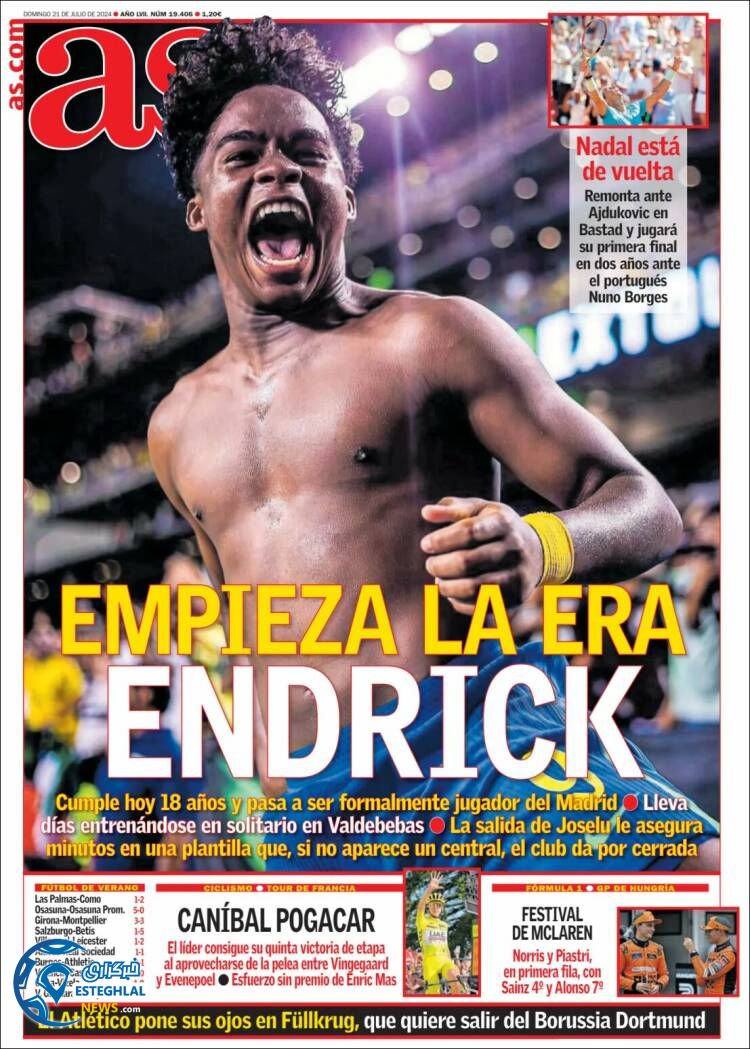 روزنامه ورزشی آ اس یکشنبه 31 تیر 1403 