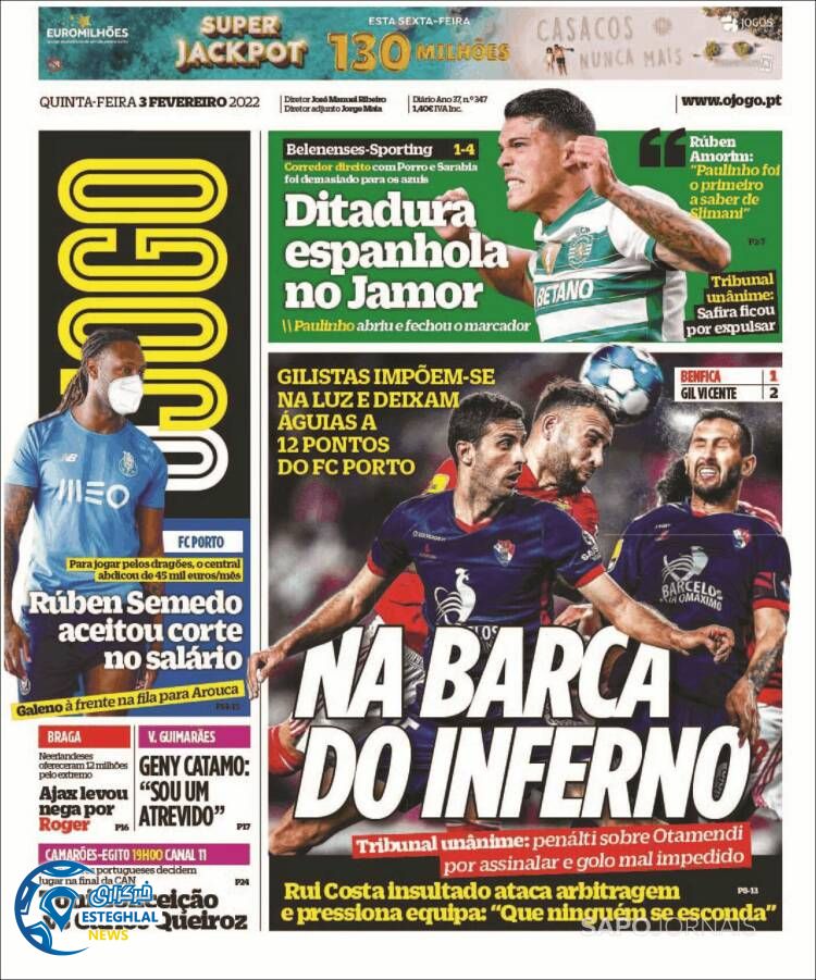 روزنامه ورزشی اوجوگو پنجشنبه 14 بهمن 1400