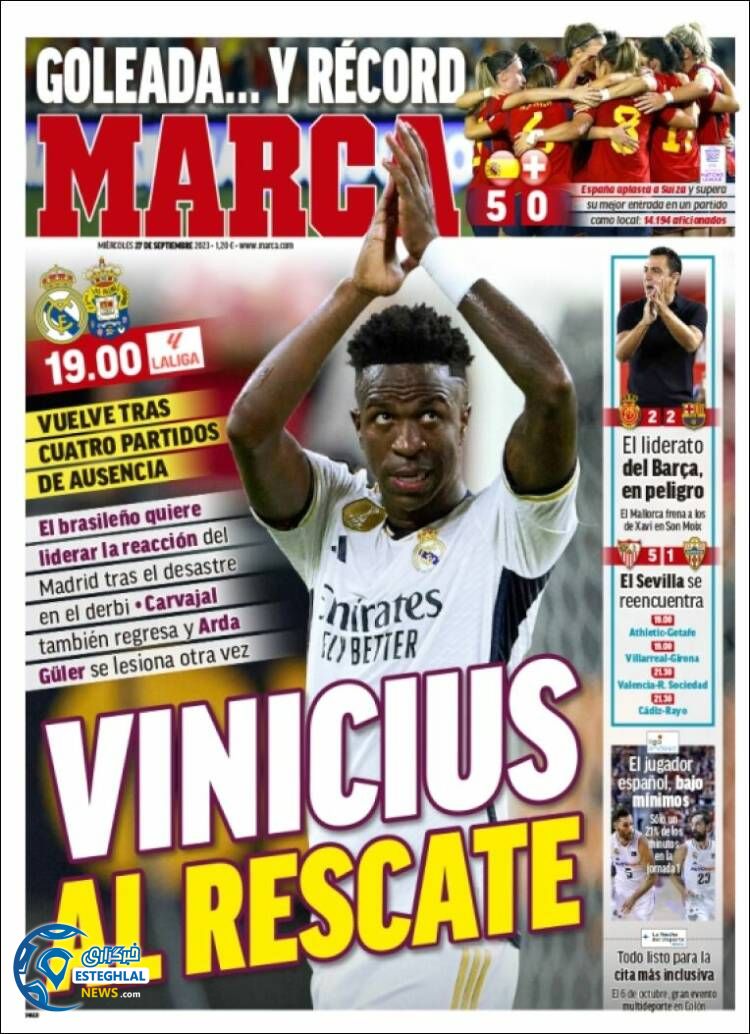 روزنامه  ورزشی مارکا چهارشنبه 5 مهر 1402  