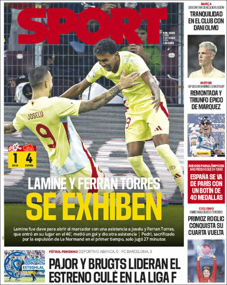 روزنامه ورزشی  اسپورت دوشنبه 19 شهریور 1403 