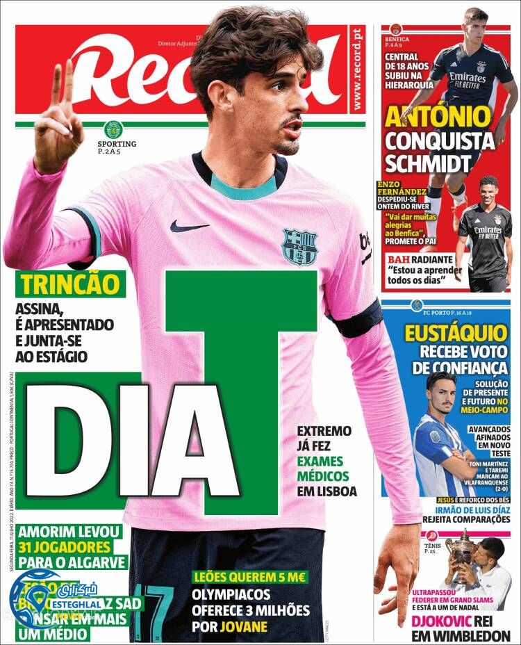 روزنامه ورزشی رکورد دوشنبه 20 تیر 1401