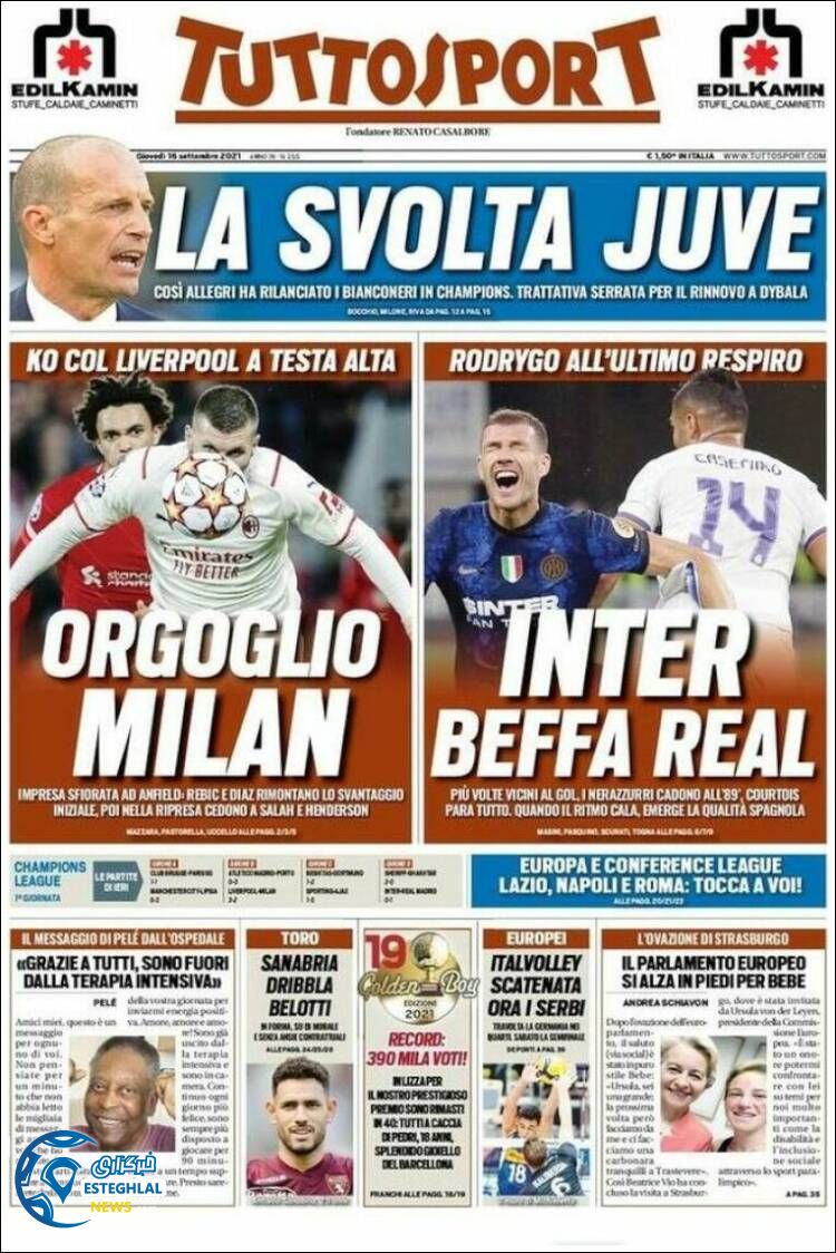 روزنامه ورزشی توتو اسپورت پنجشنبه 25 شهریور 1400