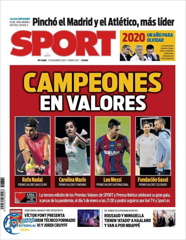 روزنامه ورزشی اسپورت جمعه 12 دی 1399