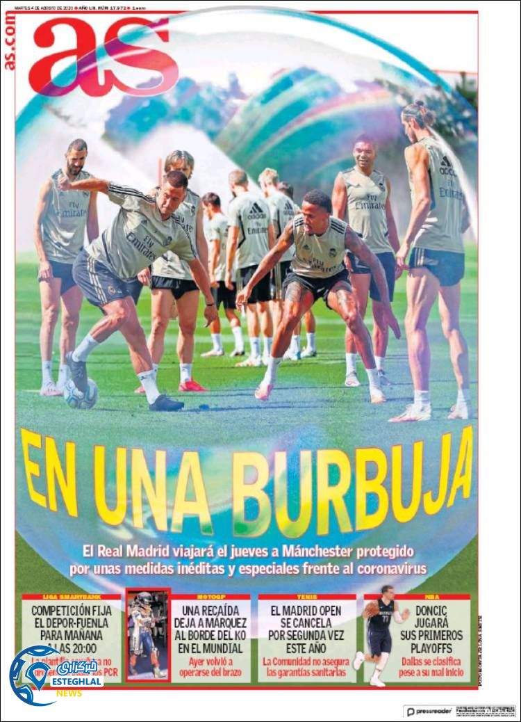 روزنامه ورزشی آاس سه شنبه 14 مرداد 1399