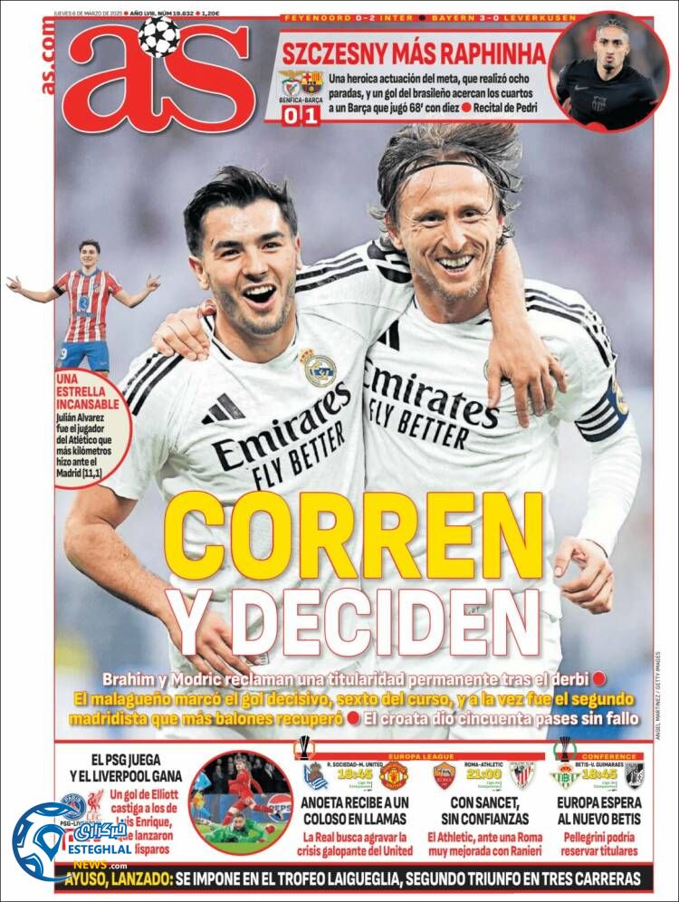 روزنامه  ورزشی آ اس پنجشنبه 16 اسفند 1403 