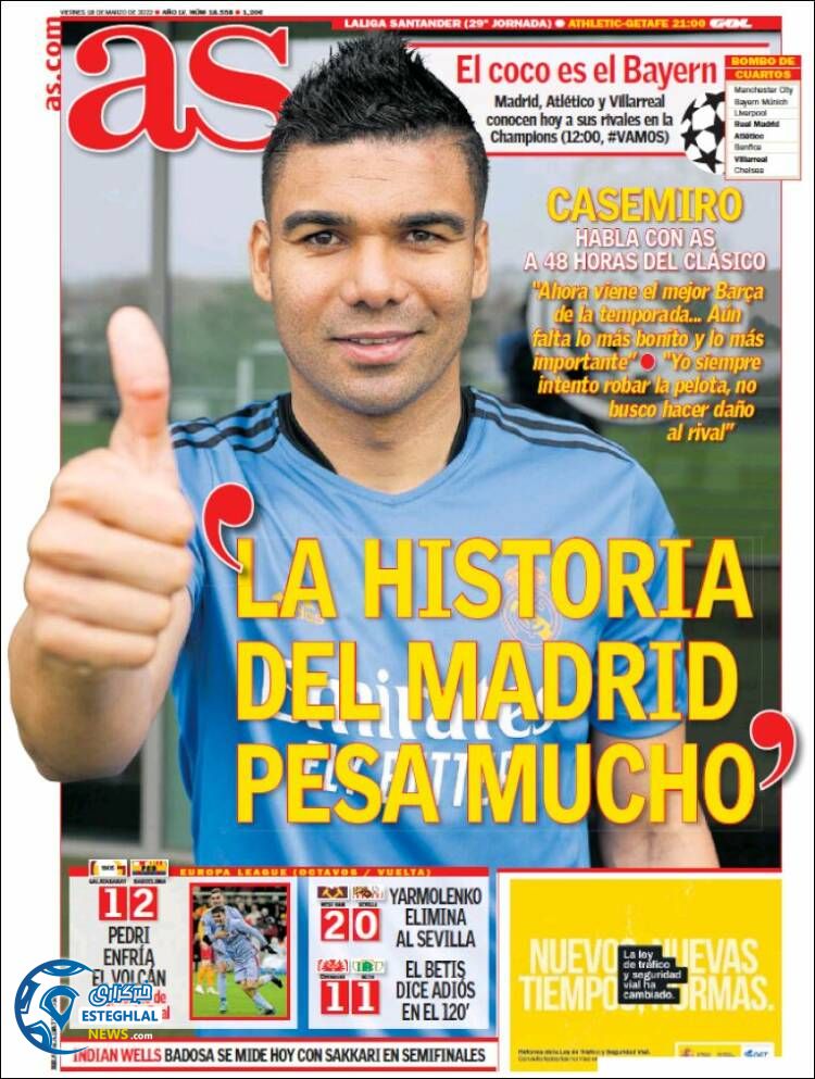 روزنامه ورزشی آ اس جمعه 27 اسفند 1400