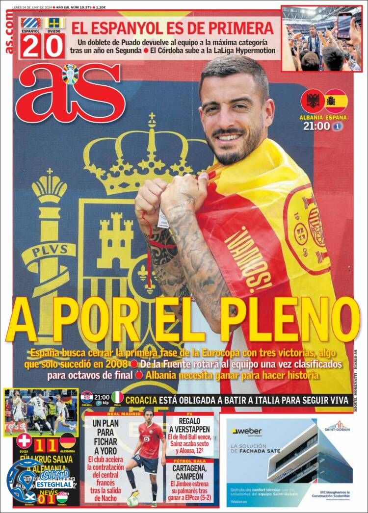 روزنامه  ورزشی آ اس دوشنبه 4 تیر 1403