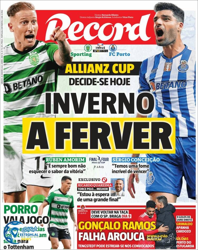 روزنامه ورزشی رکورد شنبه 8 بهمن 1401  