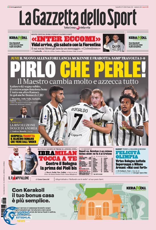 روزنامه ورزشی گاتزتا دلو اسپورت دوشنبه 31 شهریور 1399