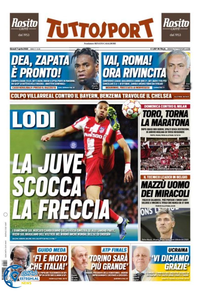 روزنامه ورزشی توتو اسپورت پنجشنبه 18 فروردین 1401