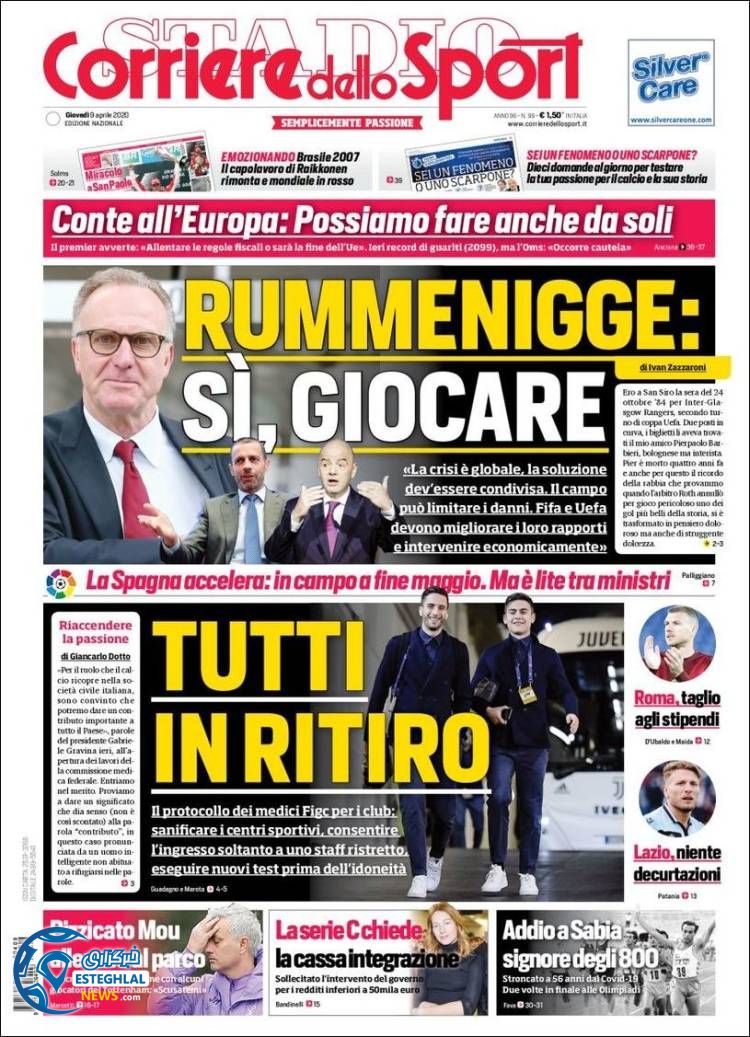 روزنامه ورزشی کوریره دلو اسپورت پنجشنبه 21 فروردین 1399