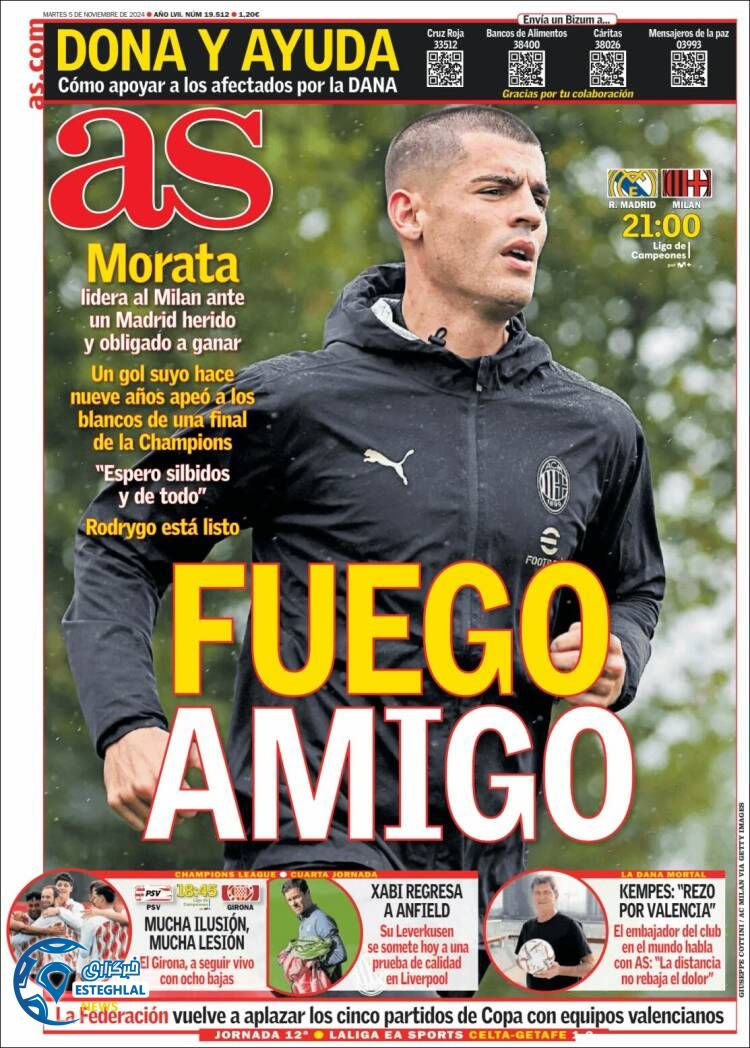 روزنامه ورزشی آ اس سه شنبه 15 آبان 1403 