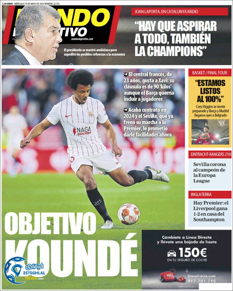 روزنامه ورزشی موندو دپورتیوو چهارشنبه 28 اردیبهشت 1401