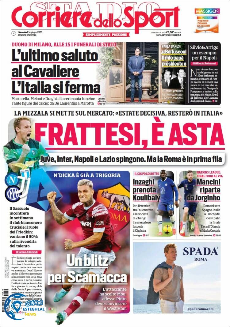 روزنامه ورزشی کوریره دلو اسپورت چهارشنبه 24 خرداد 1402 