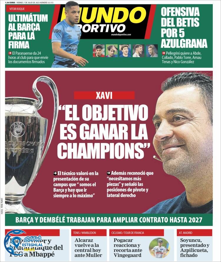 روزنامه ورزشی موندو دپورتیوو جمعه 16 تیر 1402 