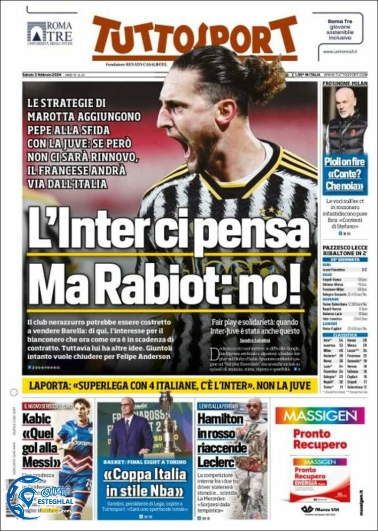 روزنامه ورزشی توتو اسپورت شنبه 14 بهمن 1402 