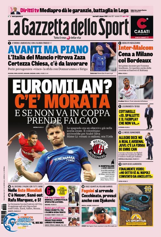 روزنامه ورزشی گاتزتا دلو اسپورت سه شنبه 15 خرداد 1397