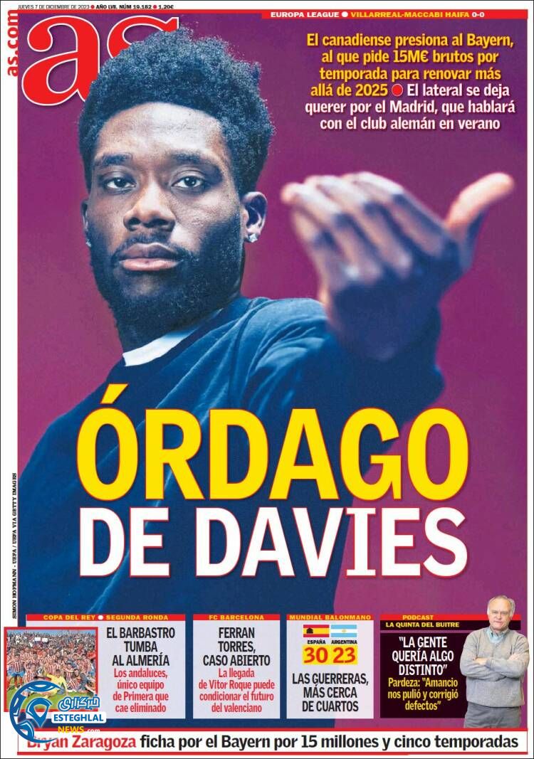 روزنامه ورزشی آ اس پنجشنبه 16 آذر 1402 