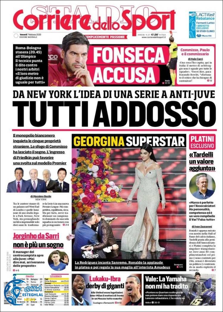 روزنامه ورزشی کوریره دلو اسپورت جمعه 18 بهمن 1398