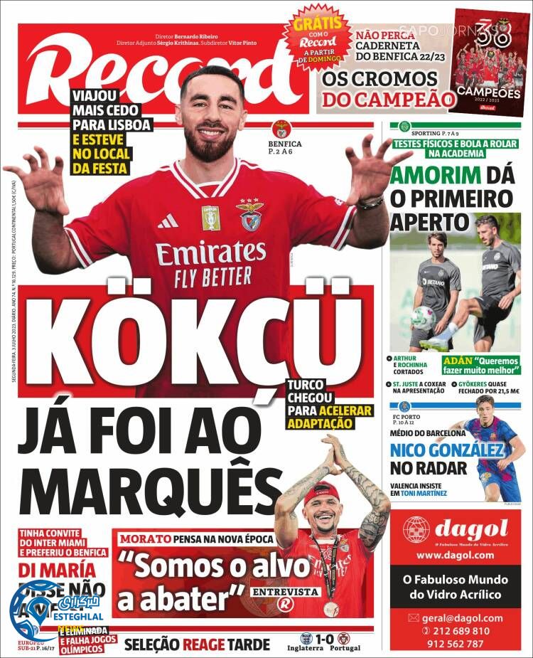 روزنامه ورزشی رکورد دوشنبه 12 تیر 1402 