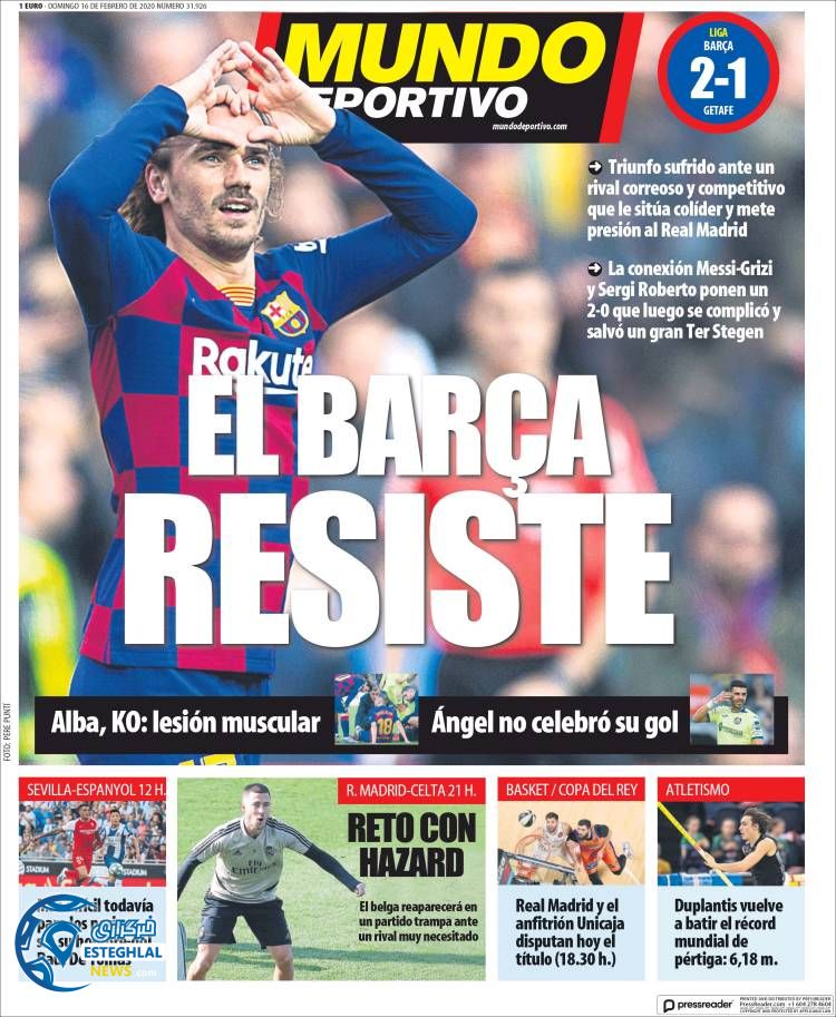 روزنامه ورزشی موندو دپورتیوو یکشنبه 27 بهمن 1398