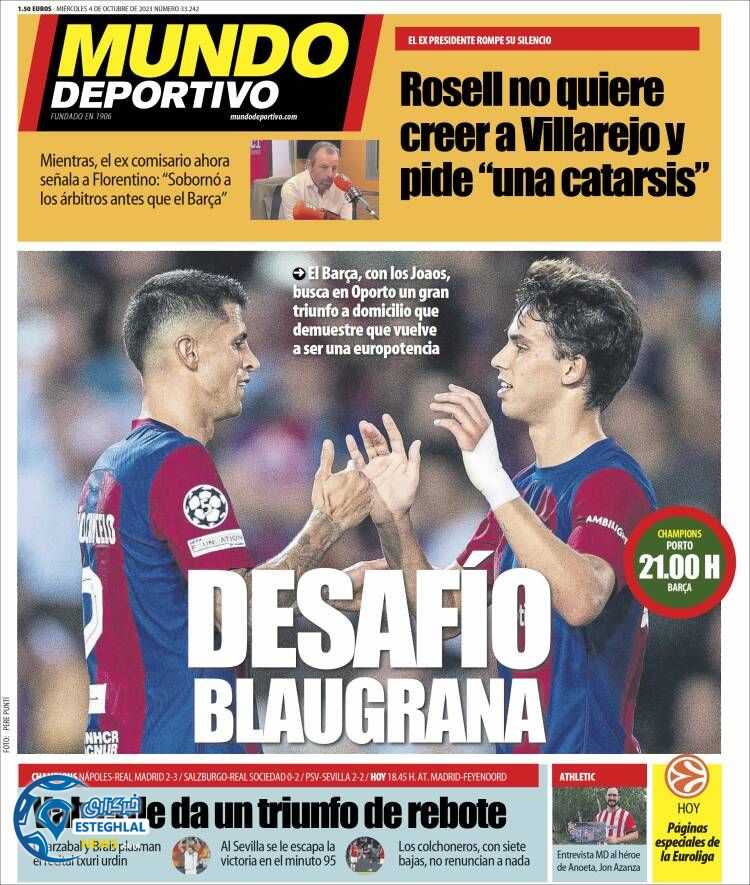 روزنامه ورزشی موندو دپورتیوو چهارشنبه 12 مهر 1402 