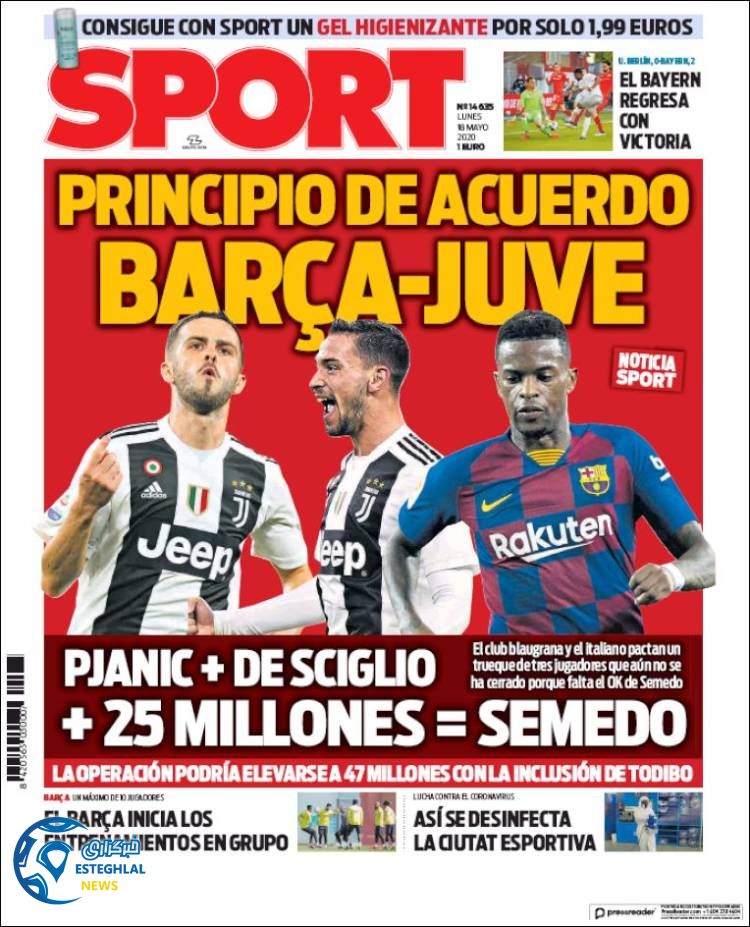 روزنامه ورزشی اسپورت دوشنبه 29 اردیبهشت 1399