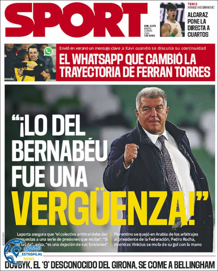 روزنامه ورزشی اسپورت سه شنبه 3 بهمن 1402 