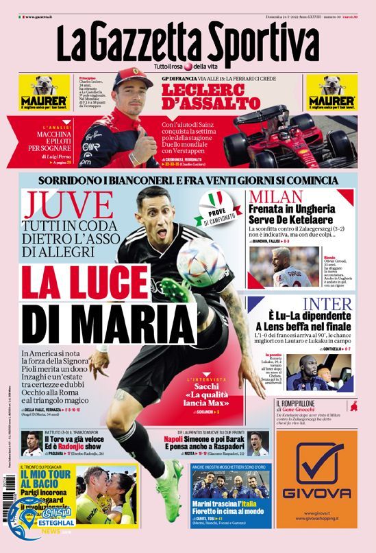 روزنامه ورزشی گاتزتا دلو اسپورت یکشنبه 2 مرداد 1401